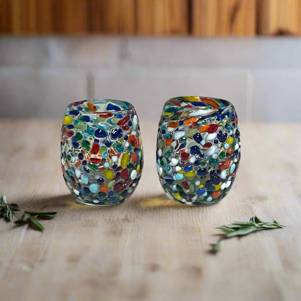 Rounded Mexican Shot Glass | Hand-Blown Mexican Confetti Glassware