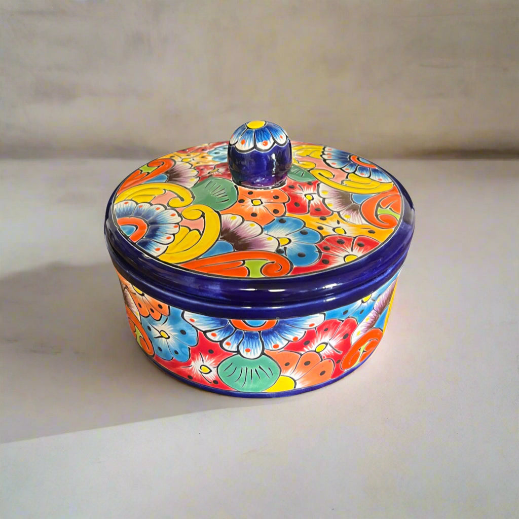 Talavera Tortilla Warmer | Hand-Painted Mexican Ceramic Dish