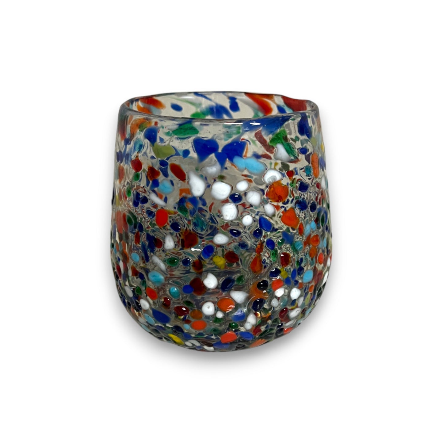 Confetti Stemless Wine Glass | Hand-Blown Mexican Pebbled Cup