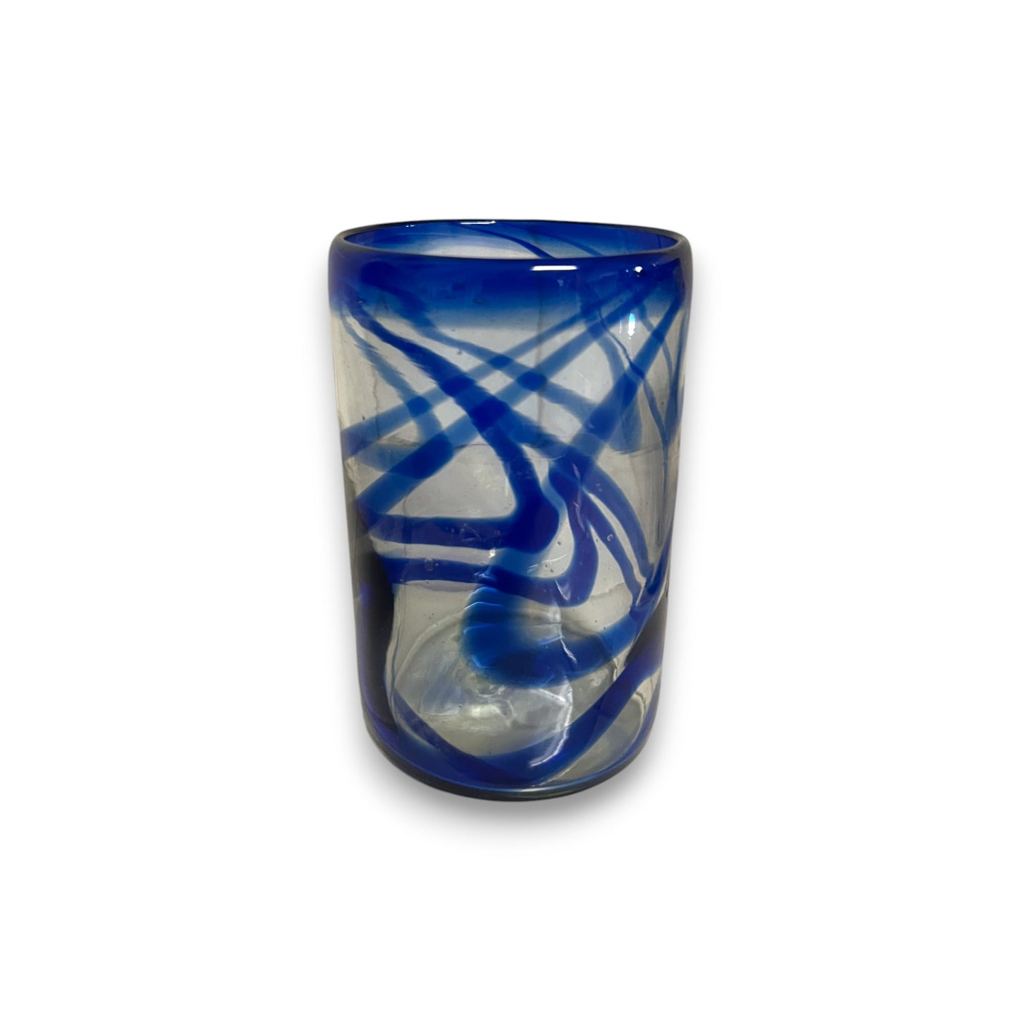 Blue Swirl Hand-Blown Glass | Mexican Drinking Tumbler