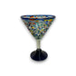 Confetti Rock Martini Glass with Blue Rim | Hand-Blown Mexican Barware