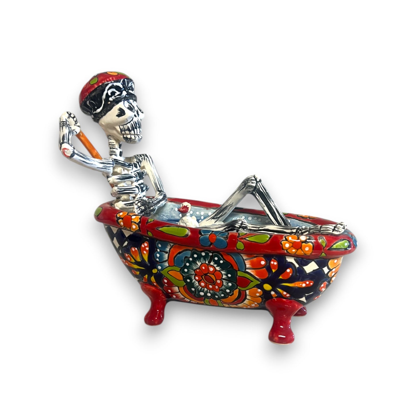 Talavera Skeleton Figurine | Day of the Dead Bathtub Statue