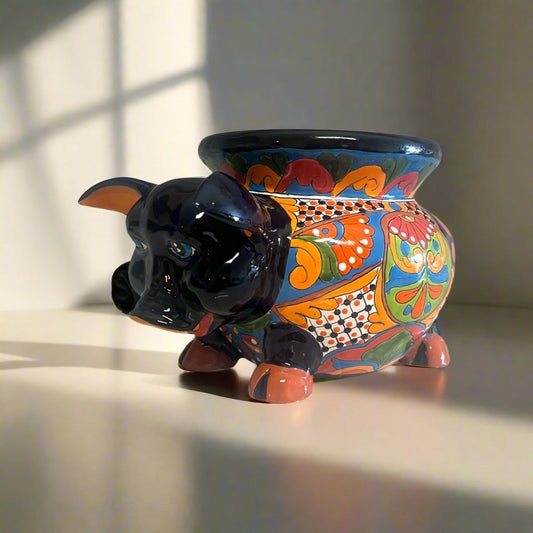Talavera Pig Planter | Colorful Hand-Painted Mexican Animal Pot