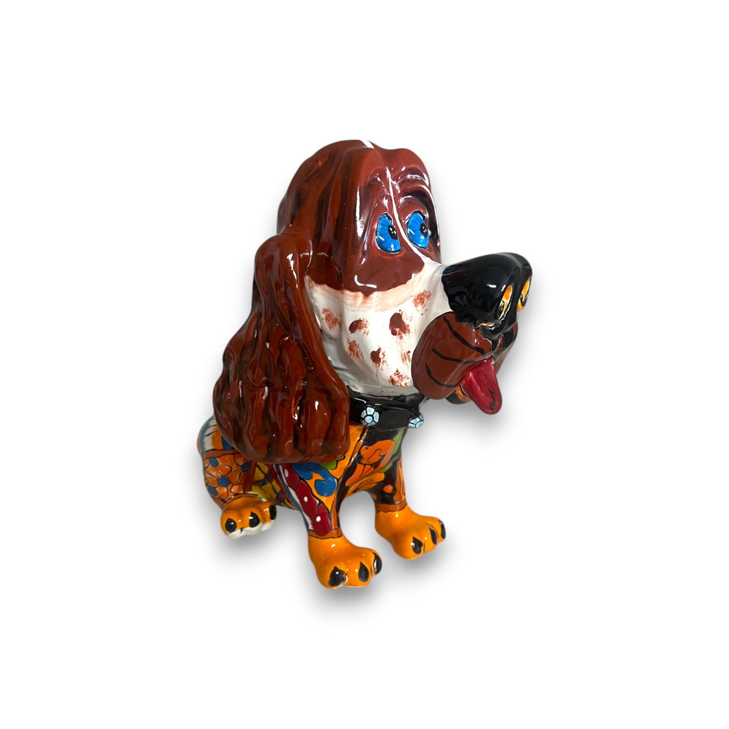 Talavera Cocker Spaniel Statue | Colorful Hand-Painted Mexican Dog Art