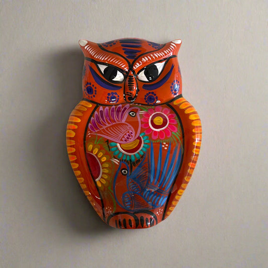 Guerrero Owl Wall Hanging | Colorful Mexican Ceramic Art Piece
