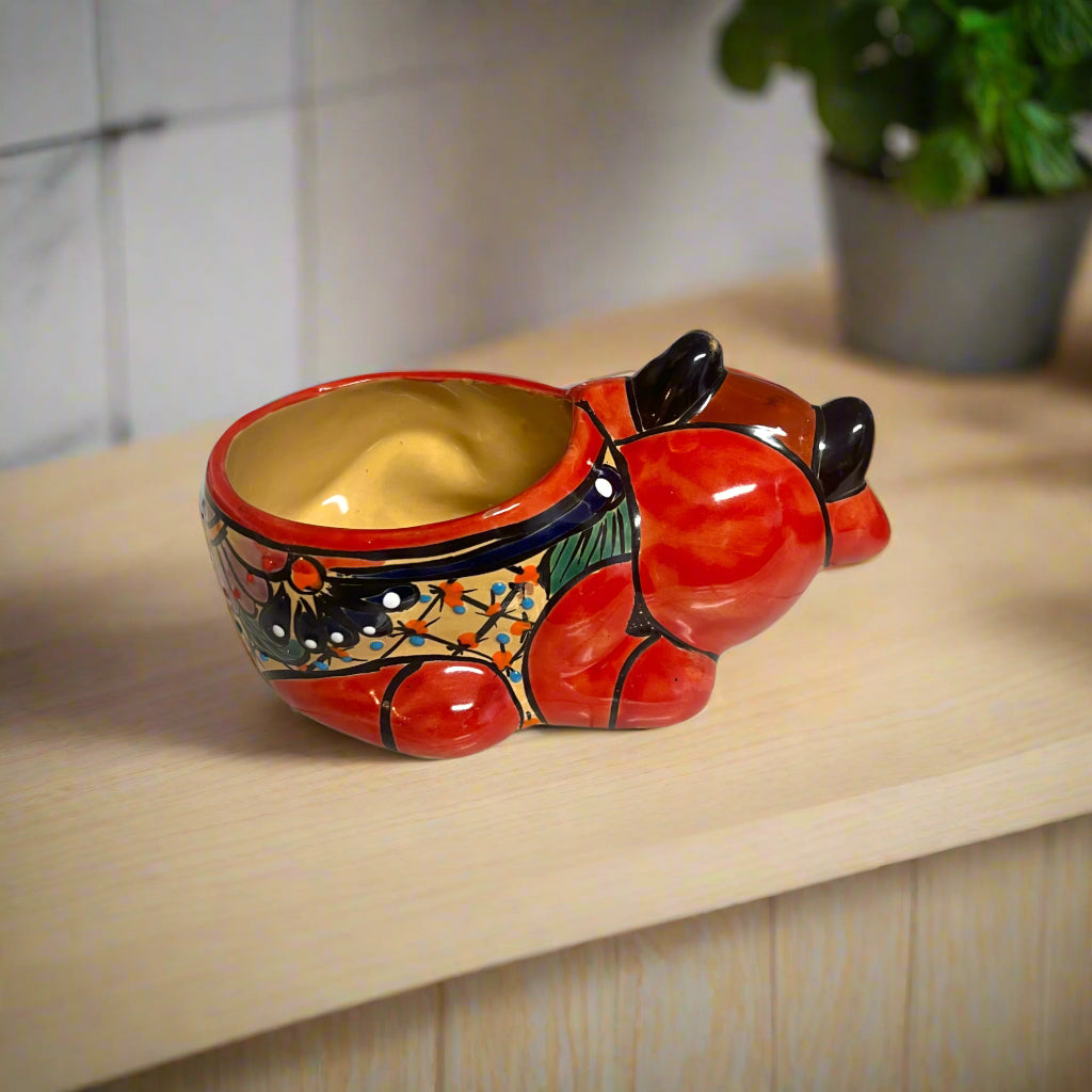 Talavera Cow Planter | Hand-Painted Mexican Ceramic Animal Pot