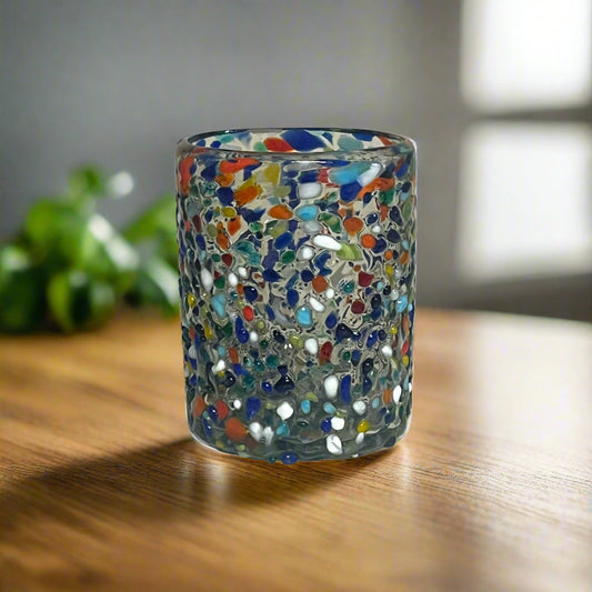 Confetti Pebbled Tumbler | Hand-Blown Mexican Glassware