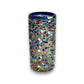 Blue Rim Confetti Pebbled Glass | Hand-Blown Mexican Tumbler