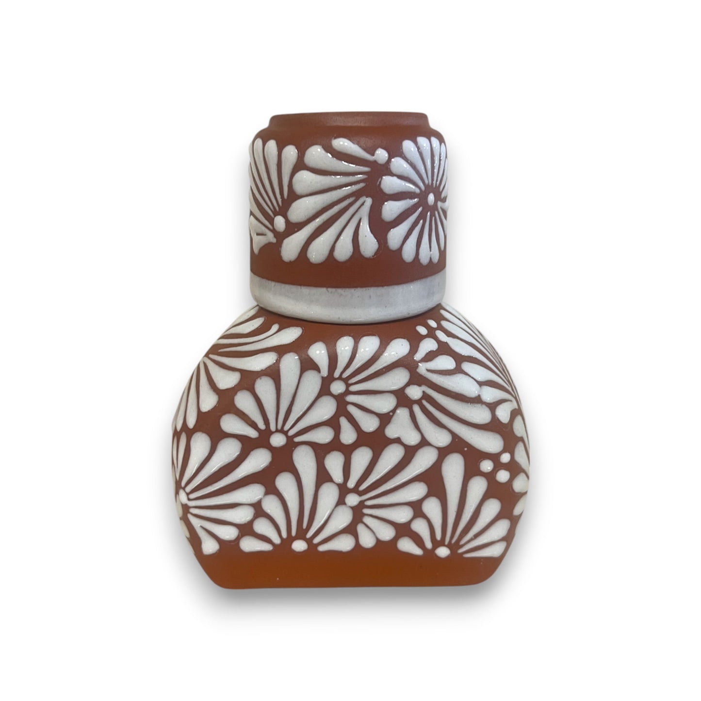 Terracotta Water Carafe Set | Hand-Painted Talavera-Style Bedside Decanter