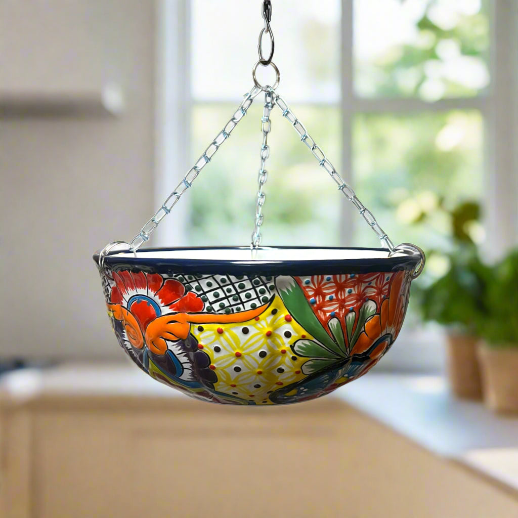 Talavera Hanging Planter | Colorful Hand-Painted Mexican Flower Pot