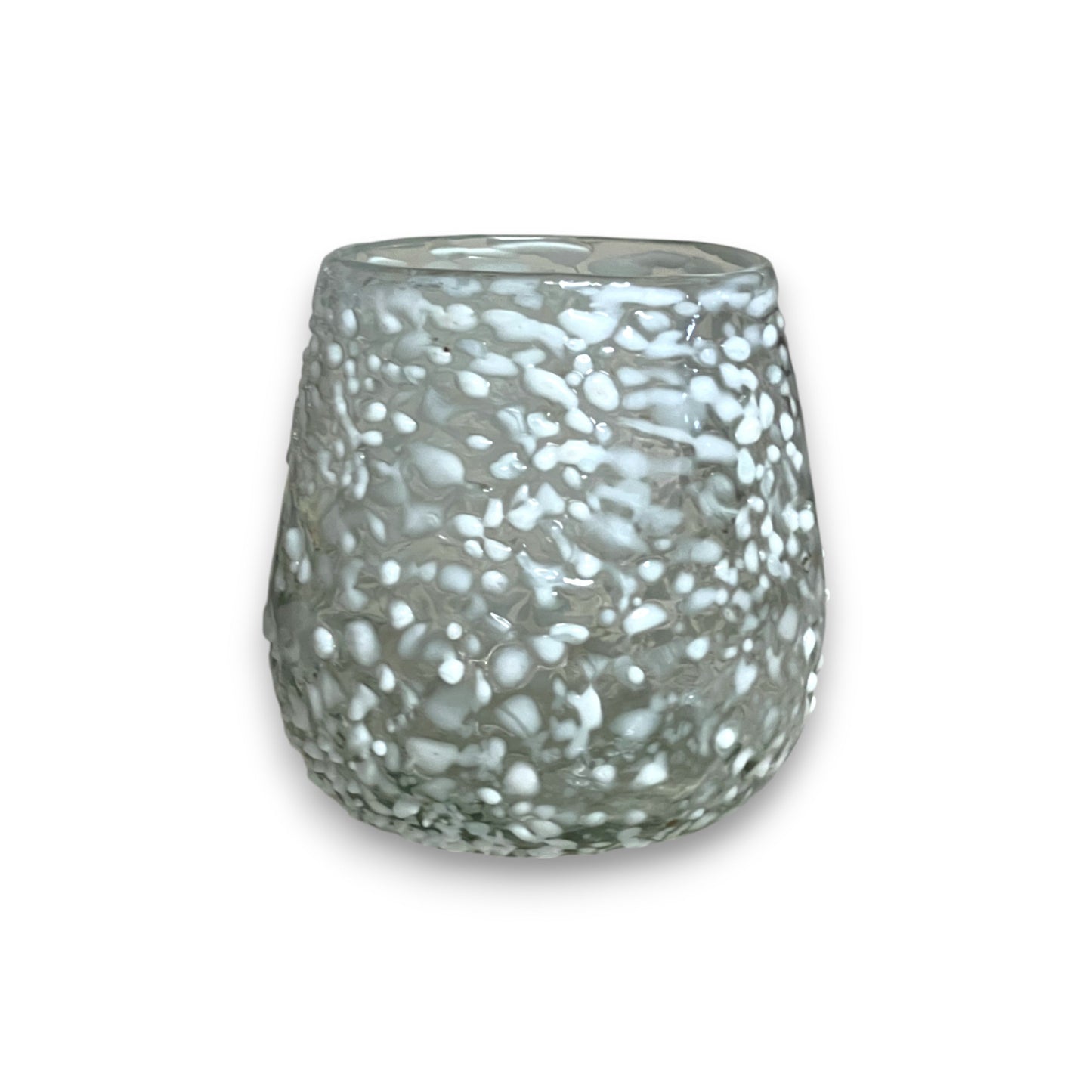 White Pebbled Wine Glass | Hand-Blown Mexican Stemless Glassware
