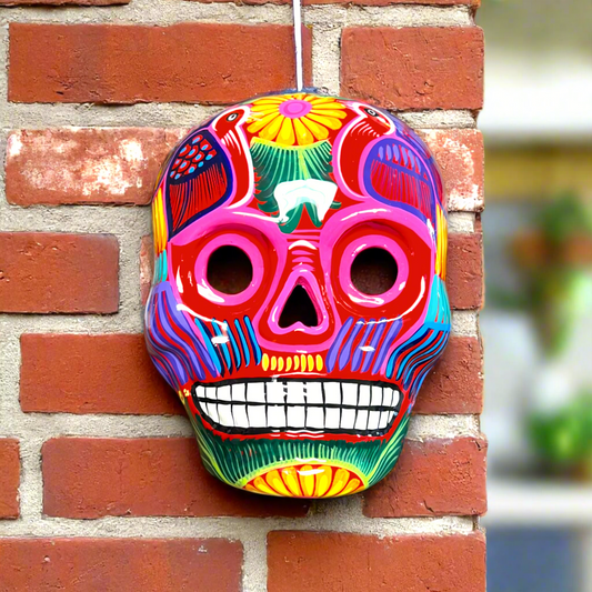 Colorful Calavera Skull | Hand-Painted Mexican Wall Art Decor
