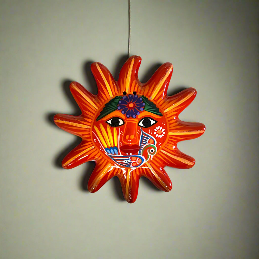 Hand-Painted Guerrero Sun Wall Art | Mexican Folk Decor