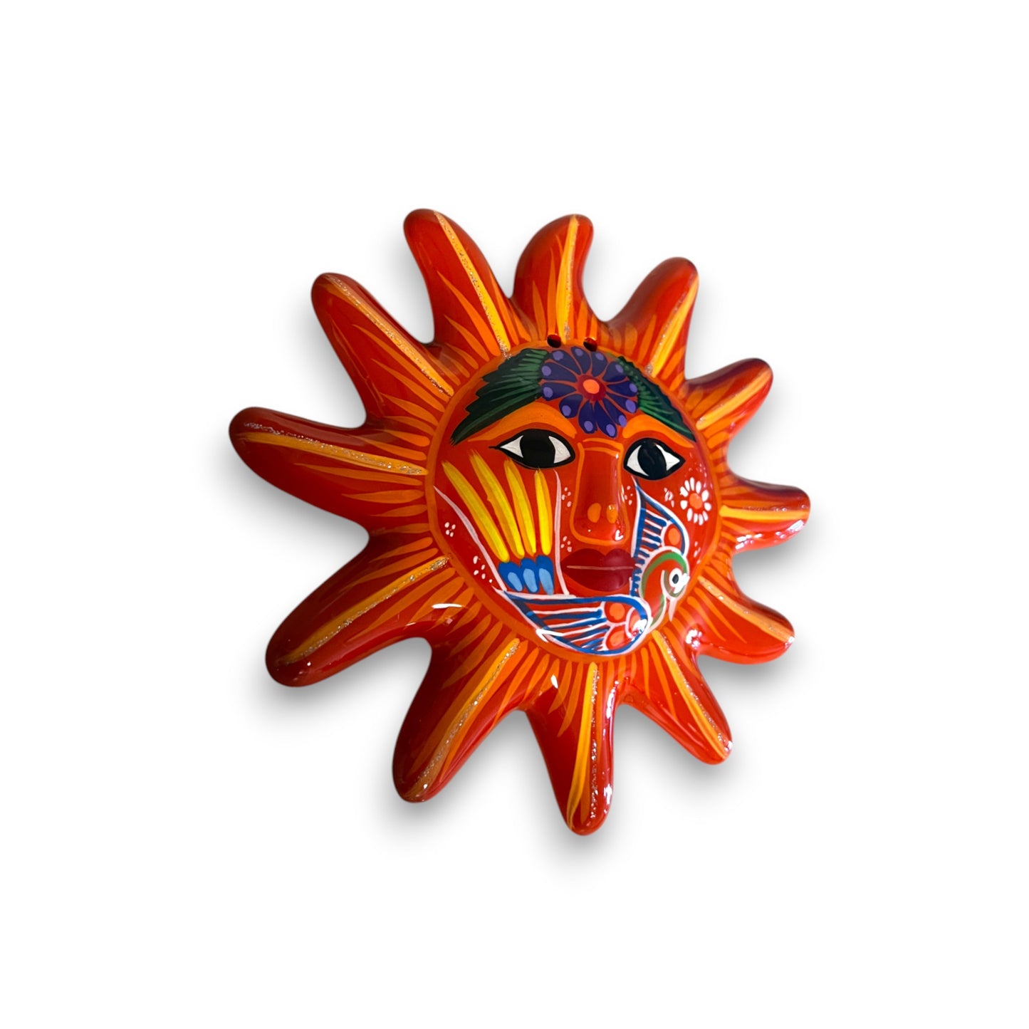 Hand-Painted Guerrero Sun Wall Art | Mexican Folk Decor