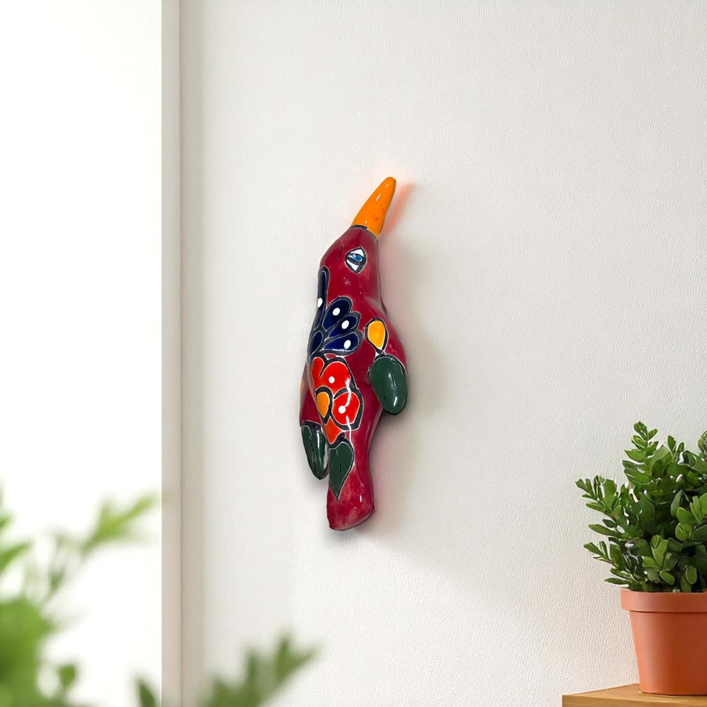 Talavera Hummingbird Wall Art | Mexican Hand-Painted Bird Decor