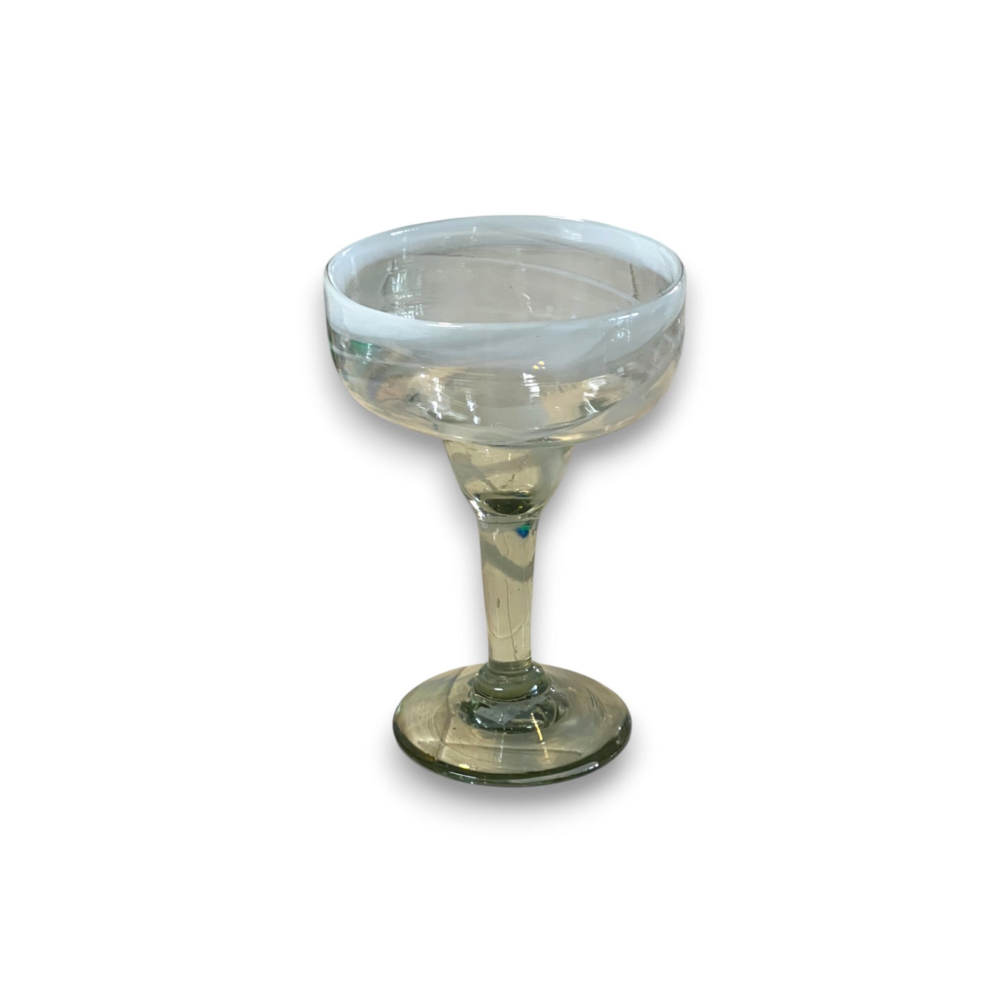 White Swirl Margarita Glass | Hand Blown Mexican Barware