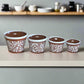 Set of 4 Talavera Flower Pots | Brown & White Terracotta Planters