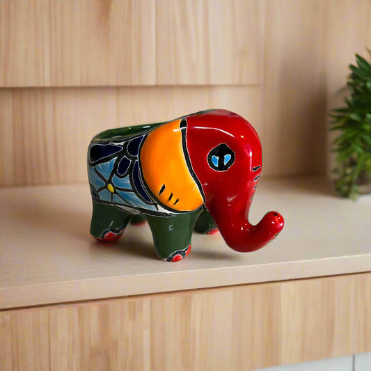 Talavera Elephant Planter | Colorful Hand-Painted Ceramic Animal Pot