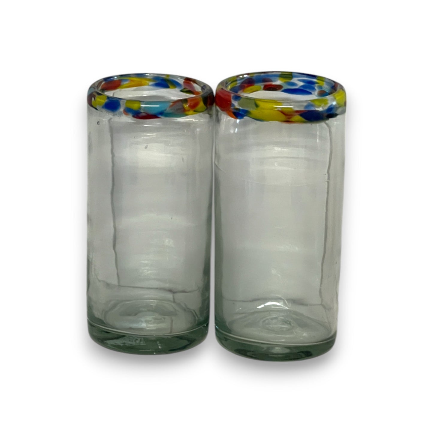 Hand Blown Colorful Tumbler Glass | Confetti Rim
