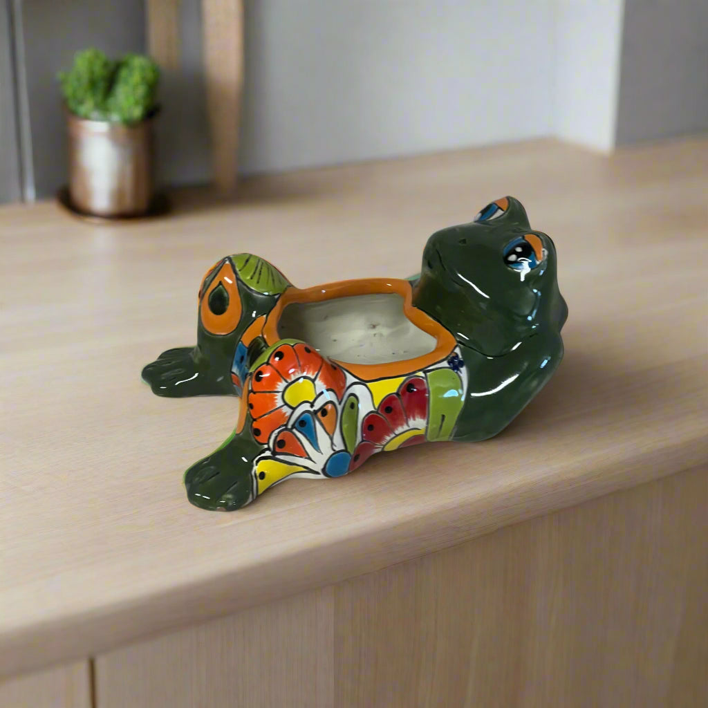 Talavera Frog Planter | Hand-Painted Mexican Ceramic Pot