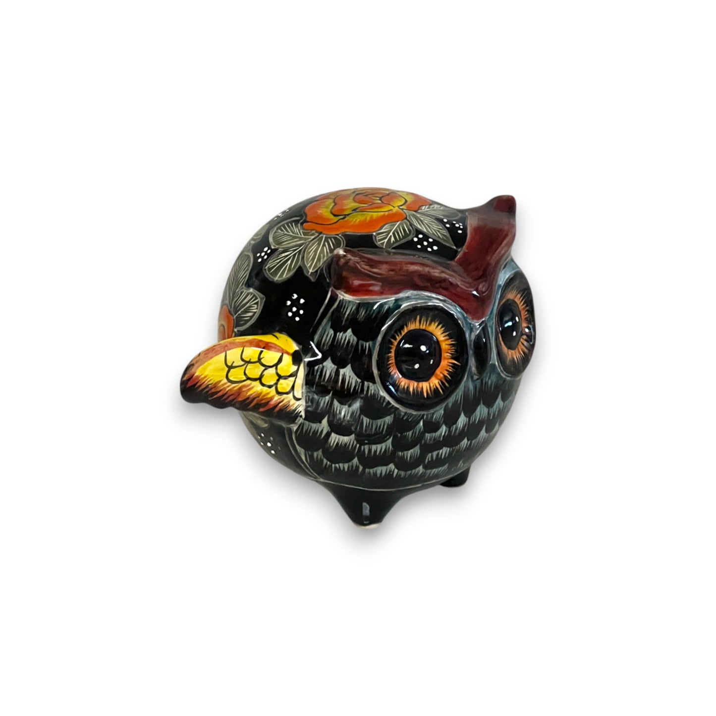 Talavera Owl Statue | Hand-Painted Mexican Ceramic Bird Figurine