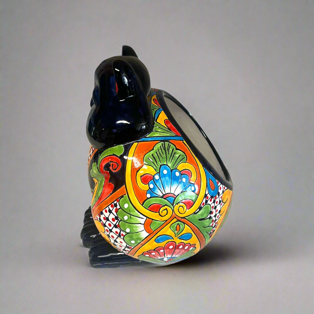 Fat Cat Talavera Planter | Handmade Mexican Pottery