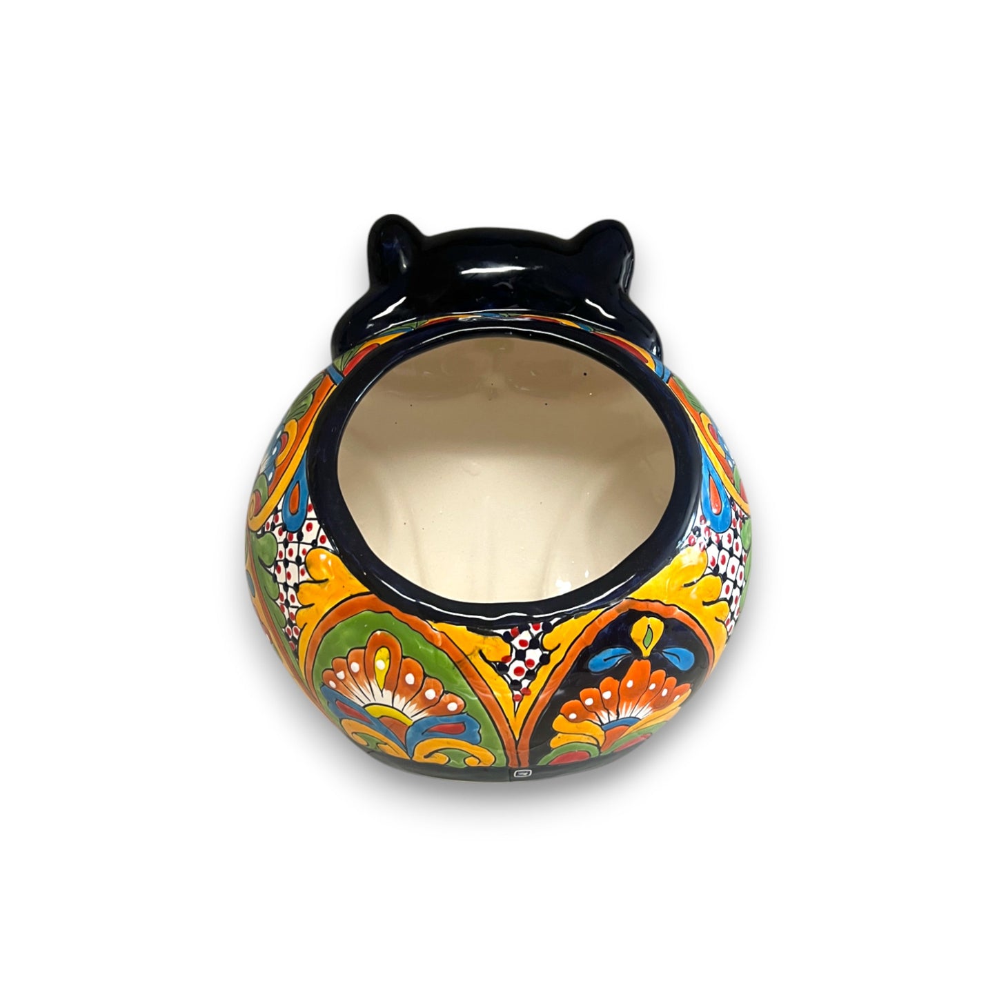 Fat Cat Talavera Planter | Handmade Mexican Pottery
