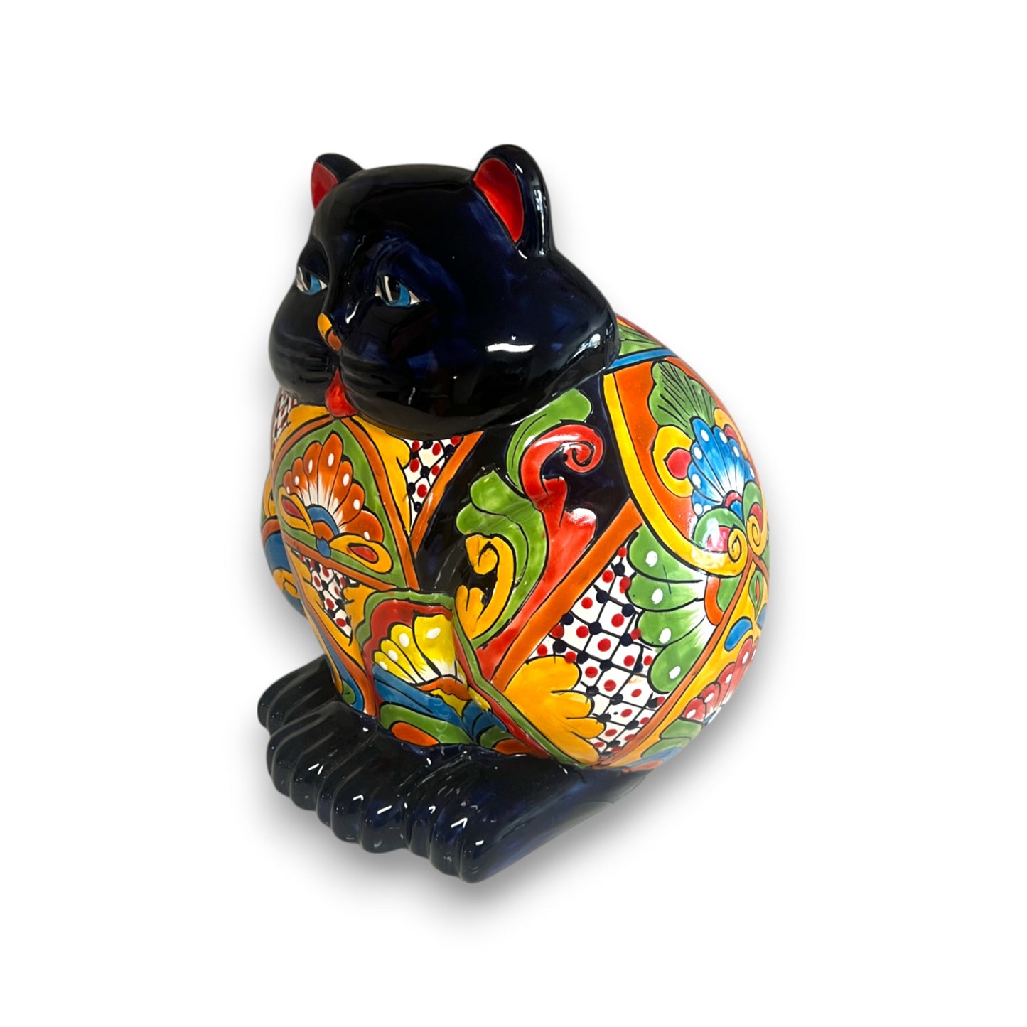 Fat Cat Talavera Planter | Handmade Mexican Pottery
