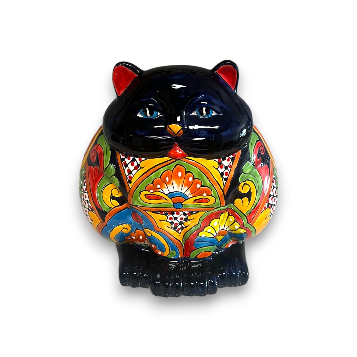 Fat Cat Talavera Planter | Handmade Mexican Pottery