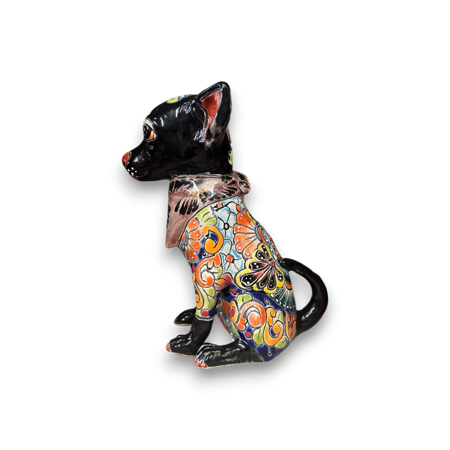 Talavera Chihuahua Statue | Handcrafted Mexican Dog Figurine