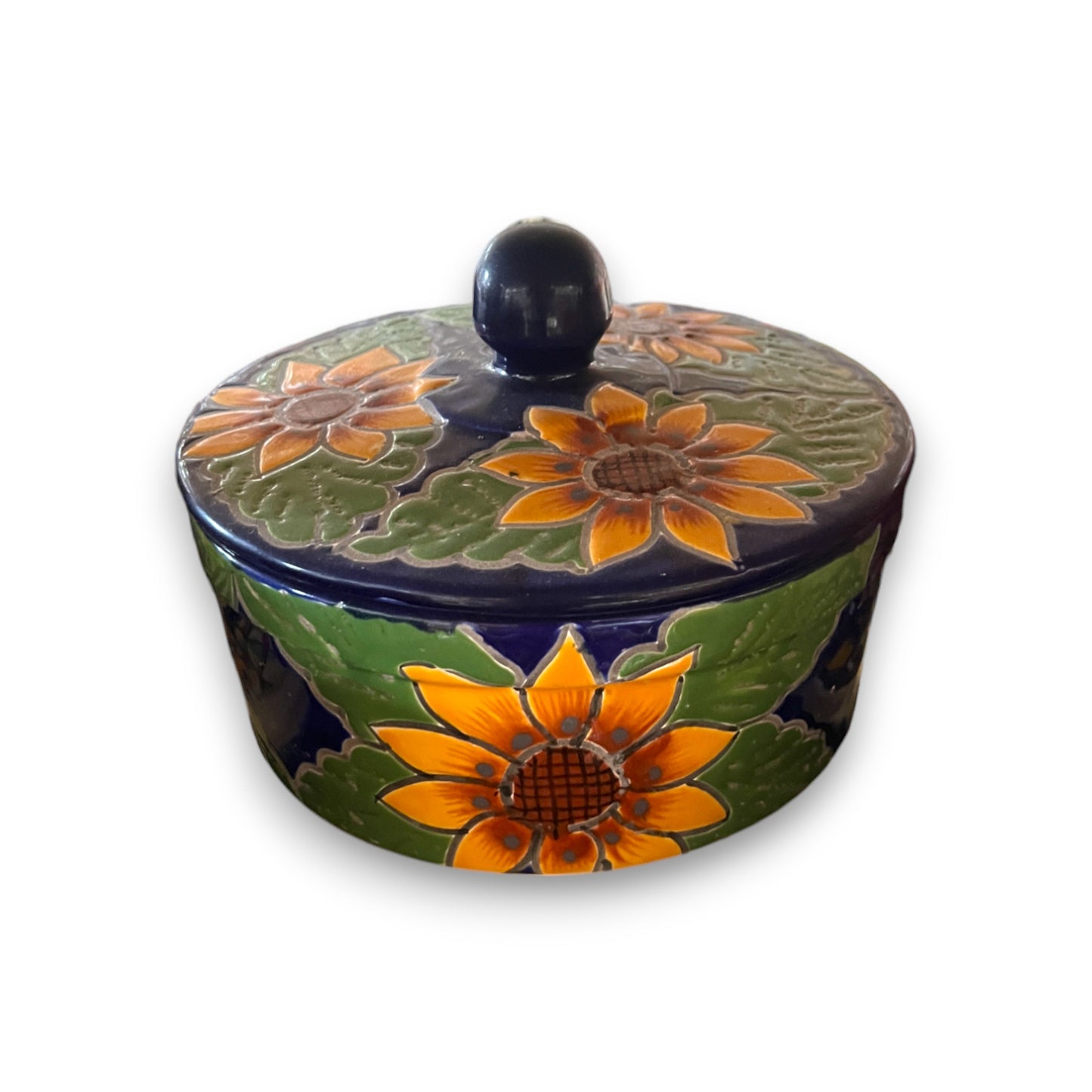 Talavera Tortilla Warmer | Handmade Sunflower Mexican Pottery