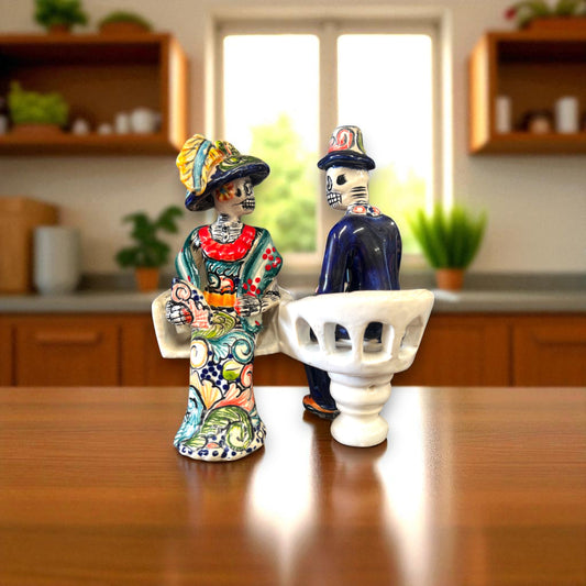 Talavera Day of the Dead Figurines | Mexican Chair Statues