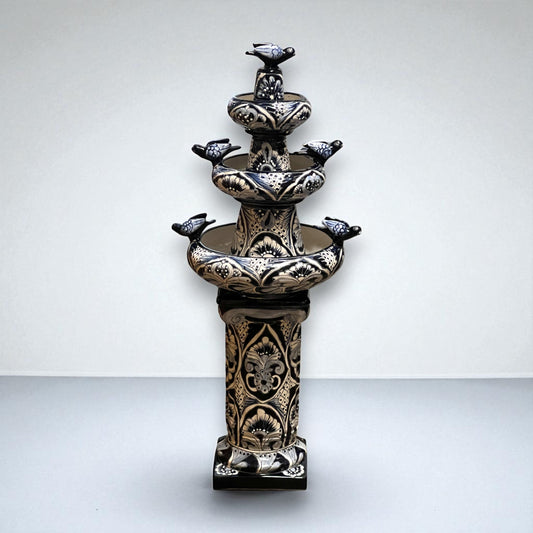 Talavera Blue & White Fountain | Authentic Mexican Ceramic Water Feature