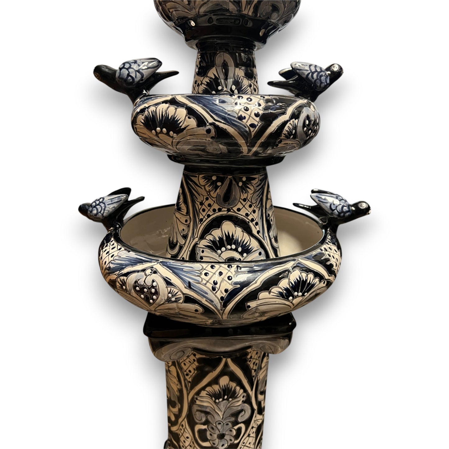 Talavera Blue & White Fountain | Authentic Mexican Ceramic Water Feature