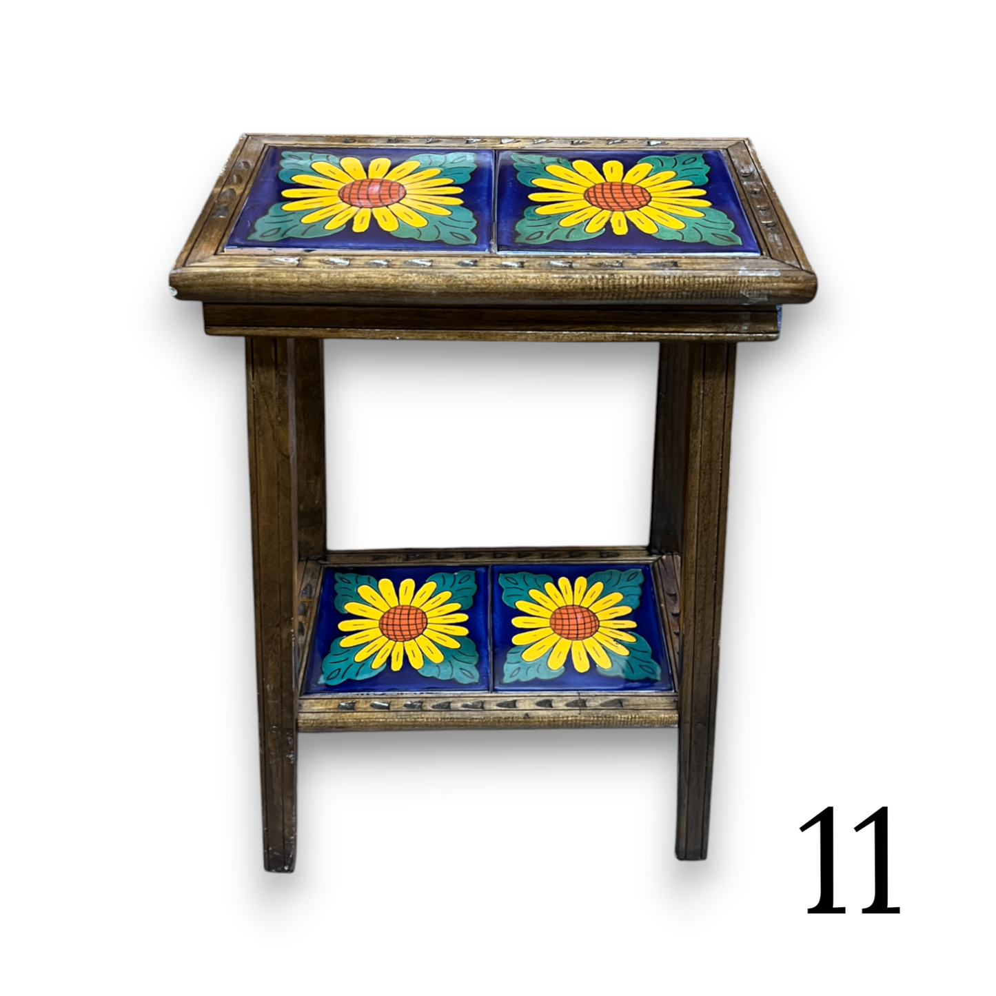Talavera Tile End Table | Handmade Mexican Wood Accent Furniture