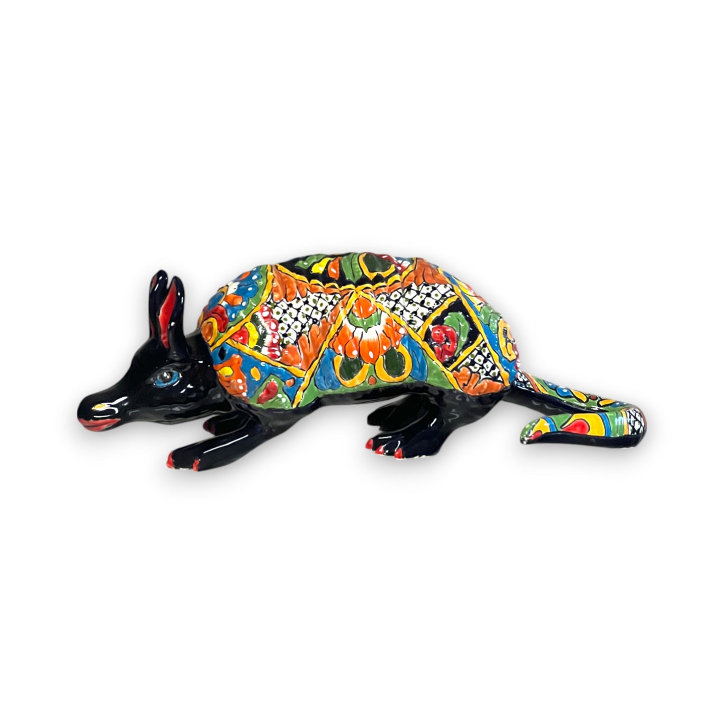 Talavera Armadillo Statue | Hand-Painted Mexican Folk Art Animal