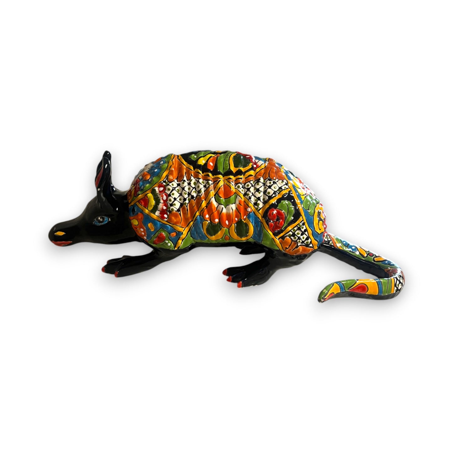 Talavera Armadillo Statue | Hand-Painted Mexican Folk Art Animal