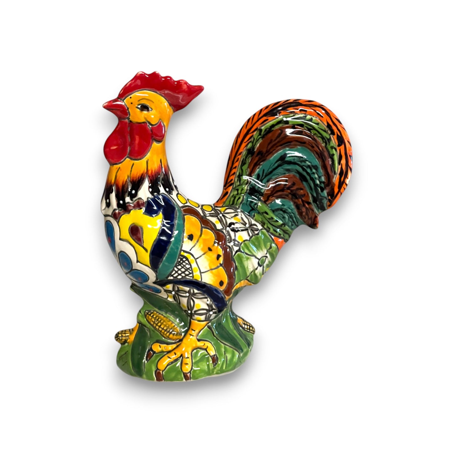 Talavera Rooster Statue | Colorful Handmade Mexican Farmhouse Decor