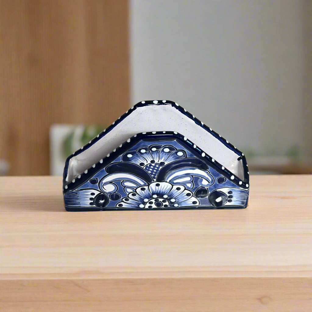 Talavera Napkin Holder | Mexican Blue & White Decor