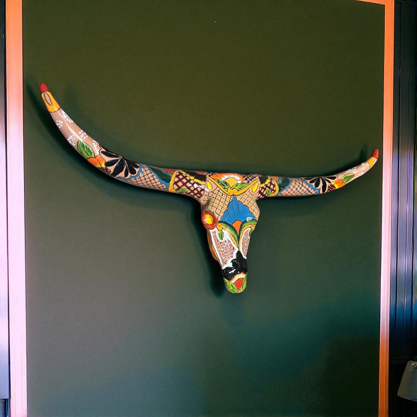 Talavera Longhorn Skull | Handmade Mexican Bull Wall Art