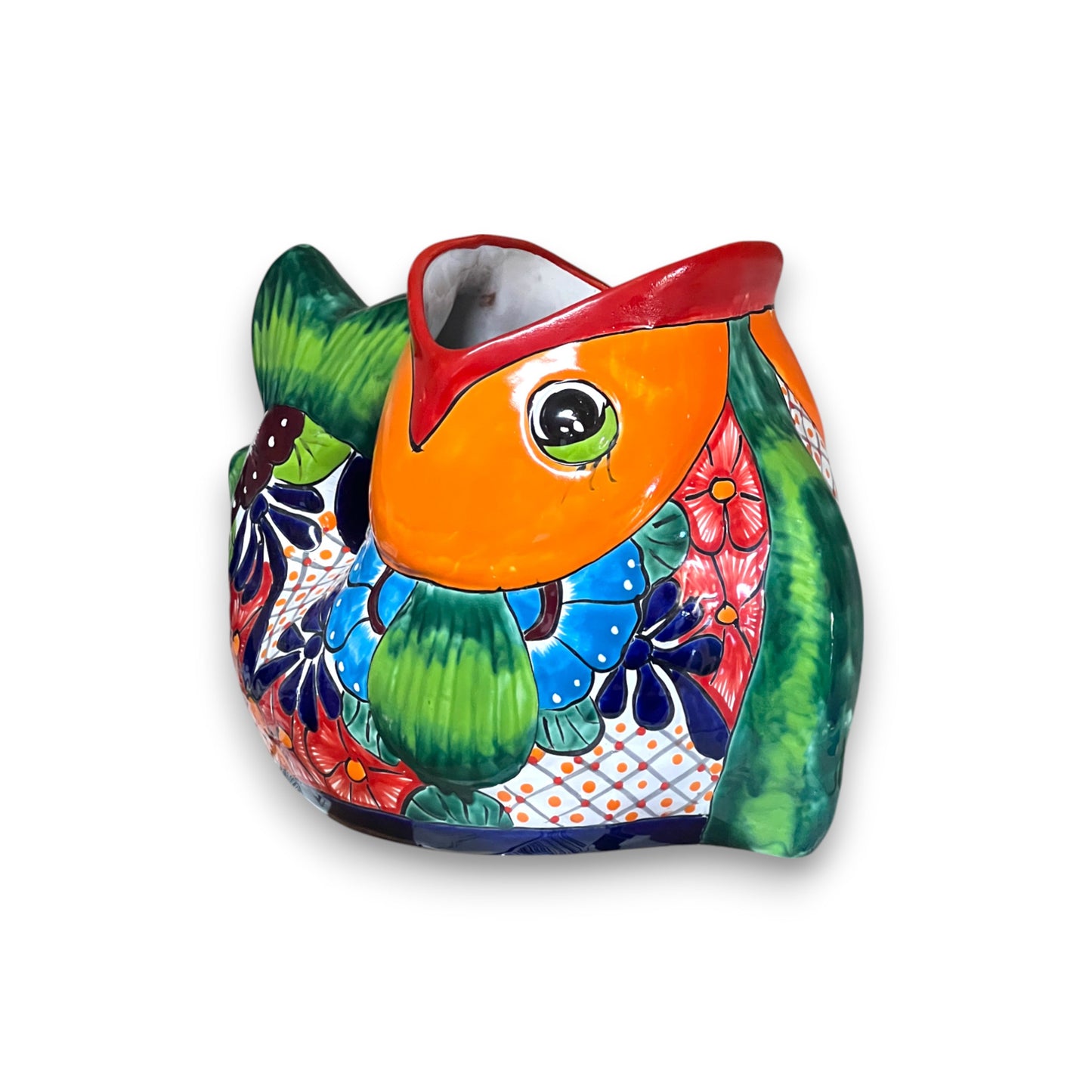 Rare XL Talavera Fish Planter | Hand-Painted Mexican Statue Pottery