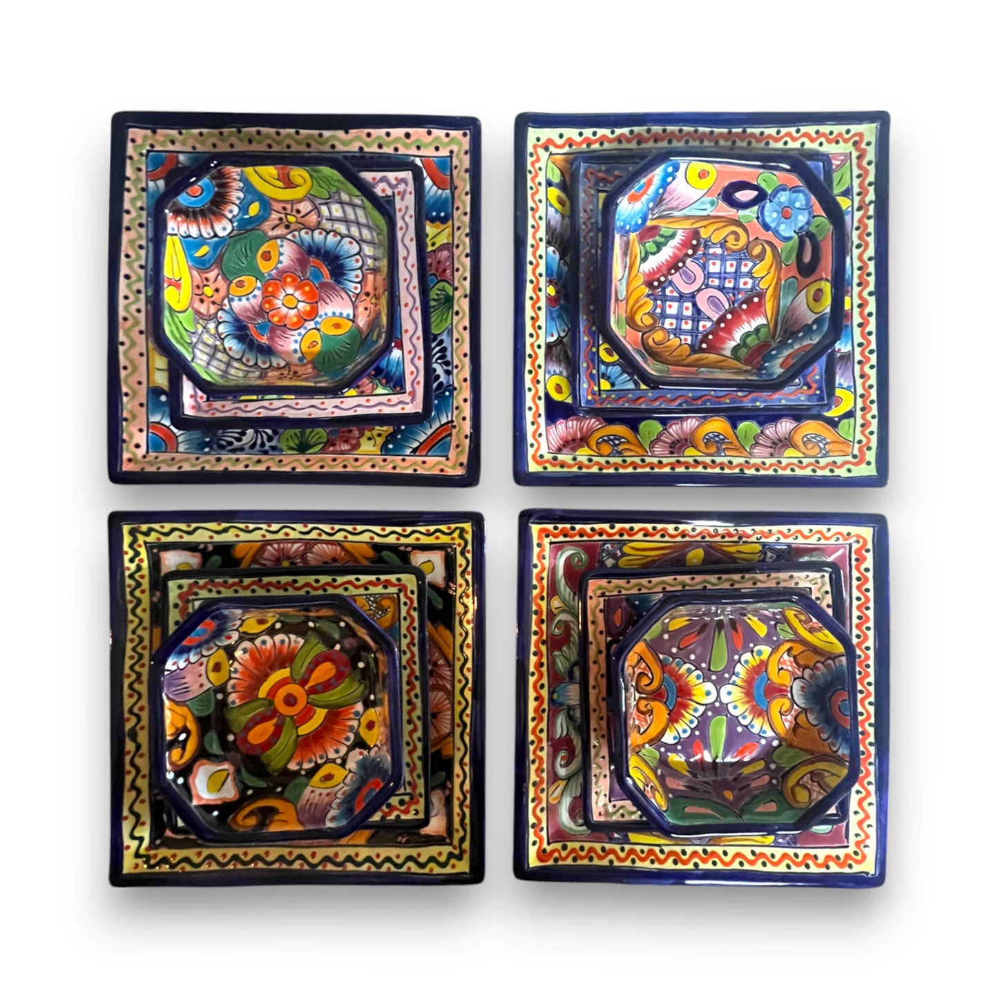 Talavera Square Dinnerware Set | 12-Piece Mexican Pottery Set