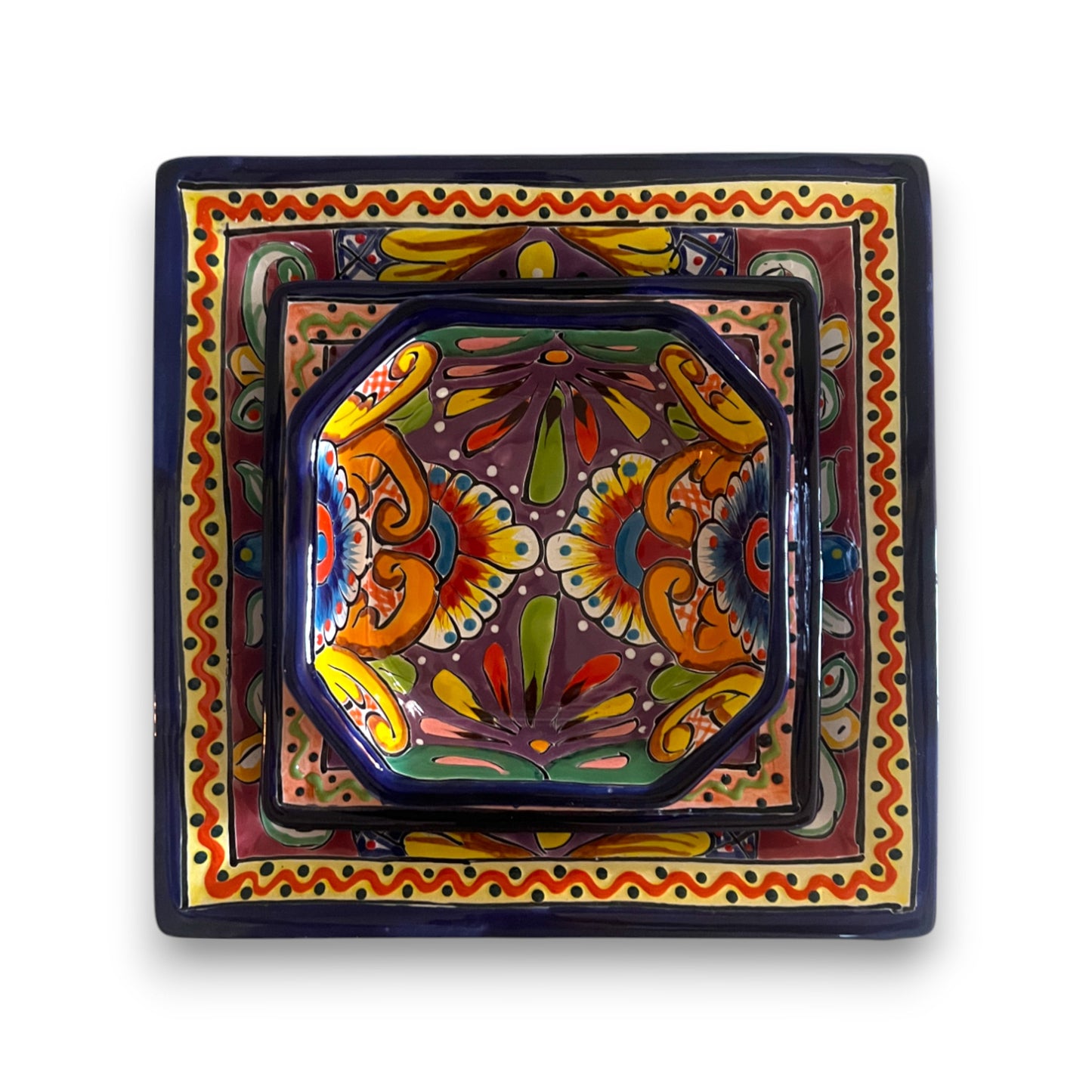 Talavera Square Dinnerware Set | 12-Piece Mexican Pottery Set