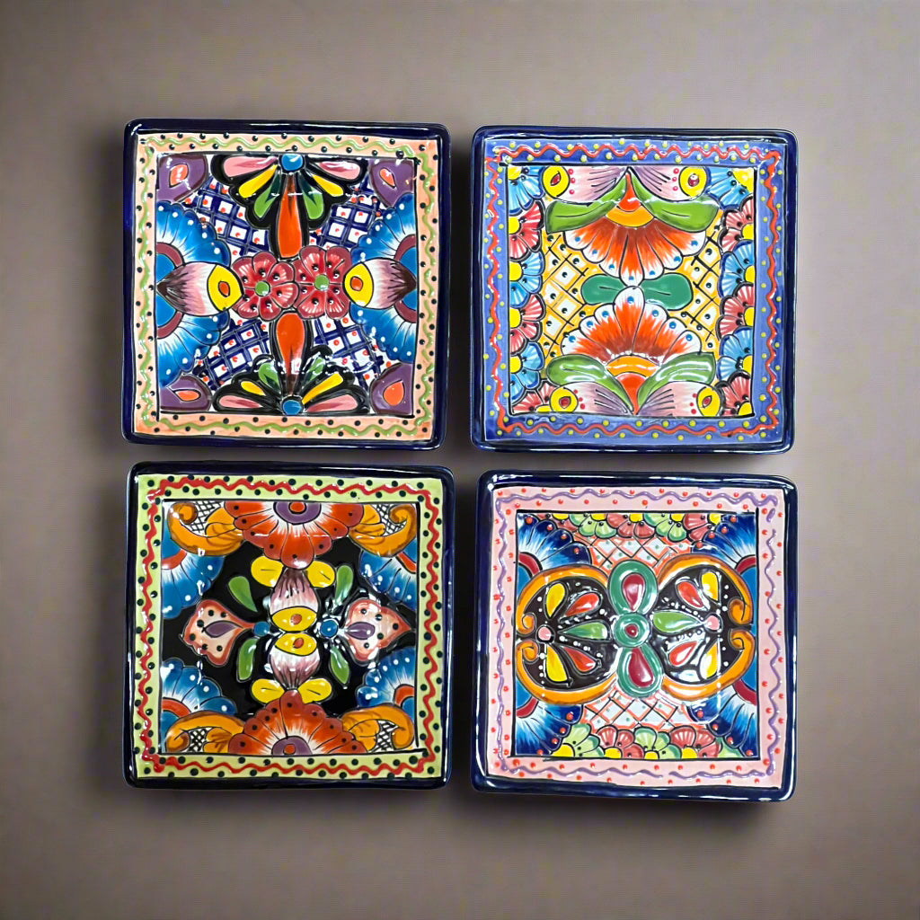 8" Square Talavera Plate | Colorful Mexican Handmade Dish