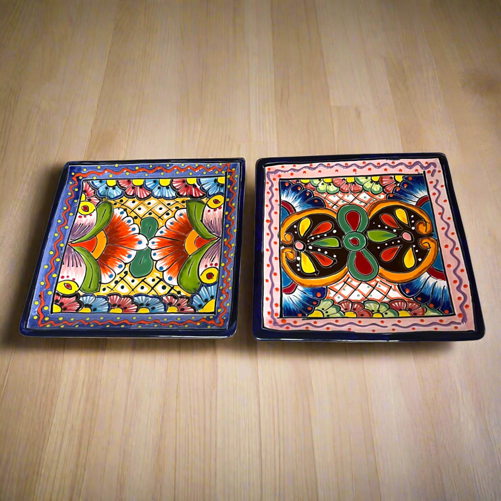8" Square Talavera Plate | Colorful Mexican Handmade Dish