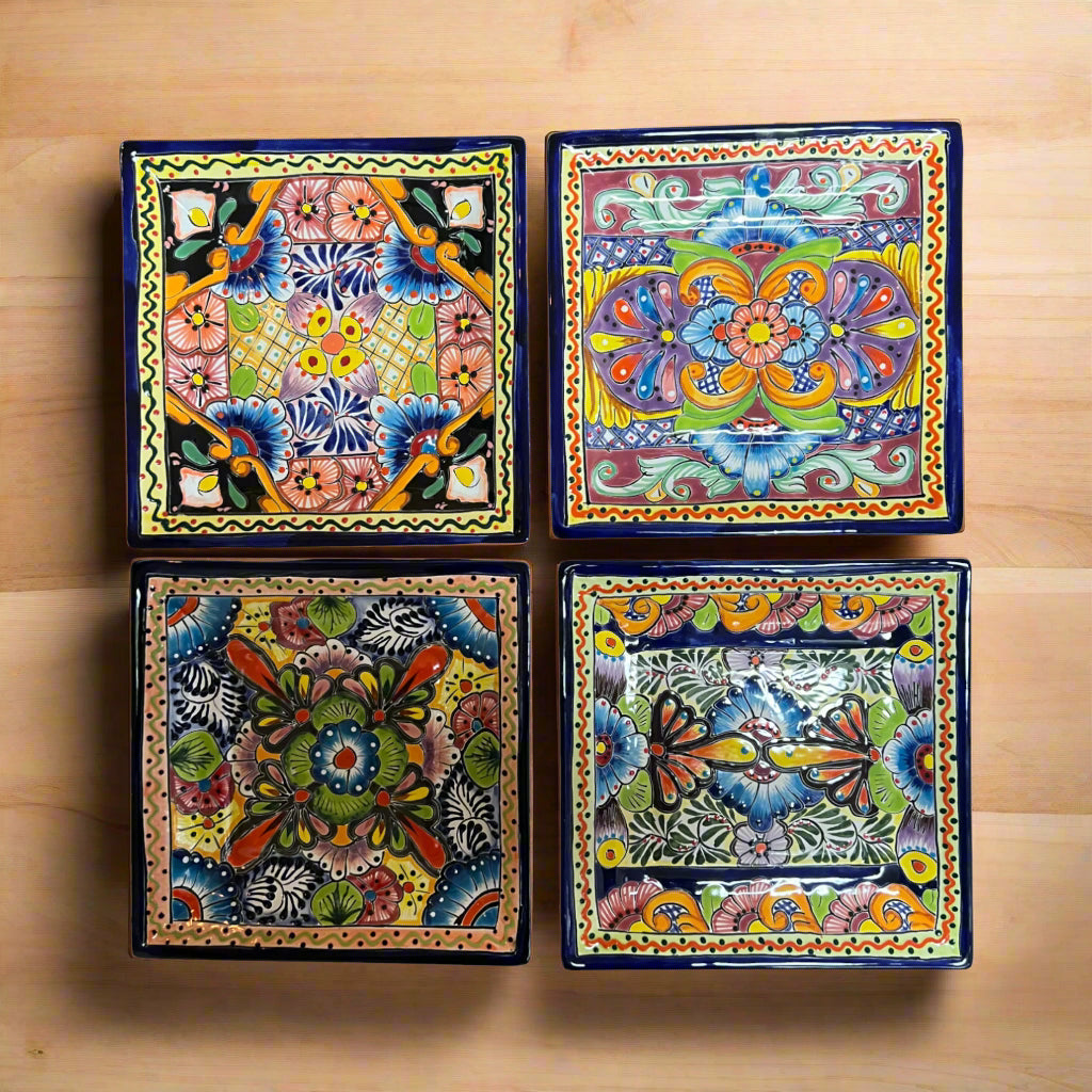 11" Square Talavera Dinner Plate | Vibrant Mexican Dinnerware