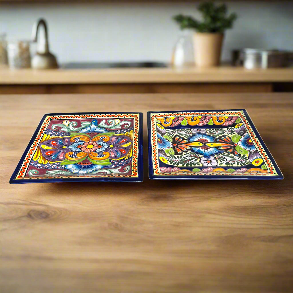 11" Square Talavera Dinner Plate | Vibrant Mexican Dinnerware