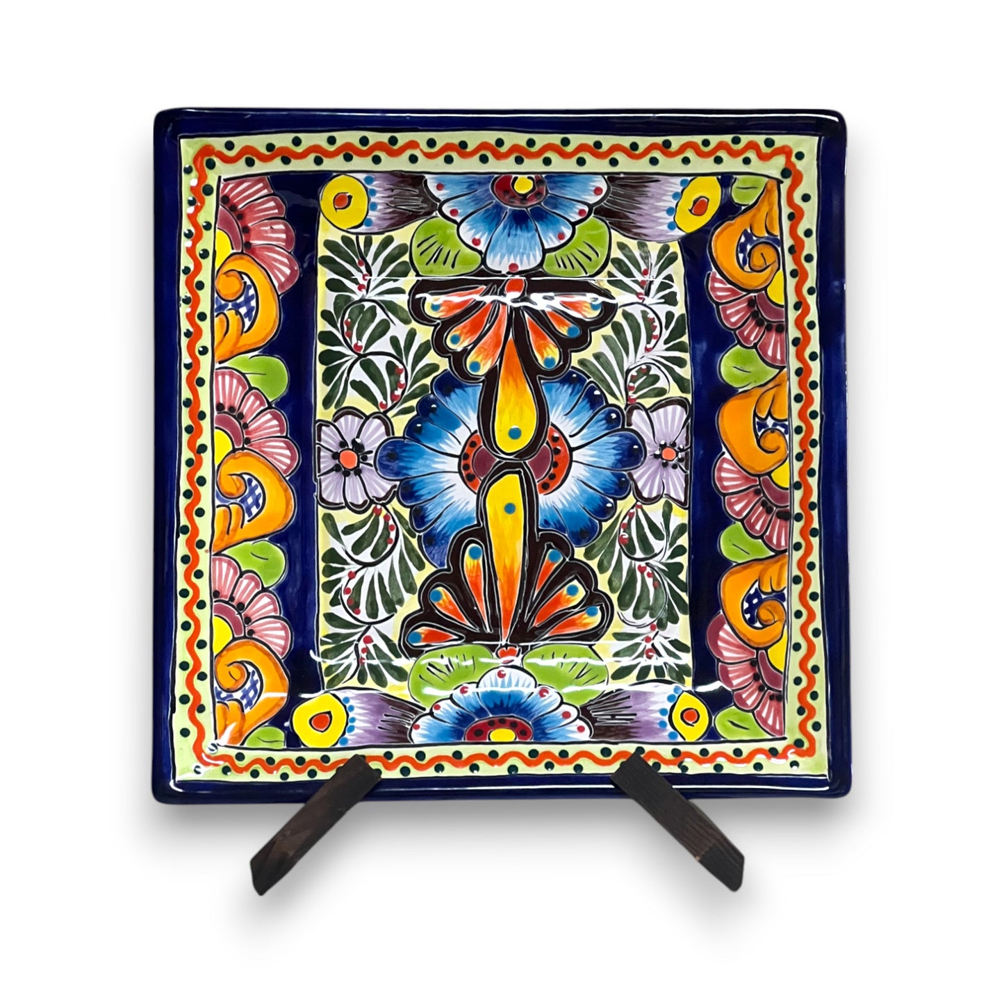 11" Square Talavera Dinner Plate | Vibrant Mexican Dinnerware