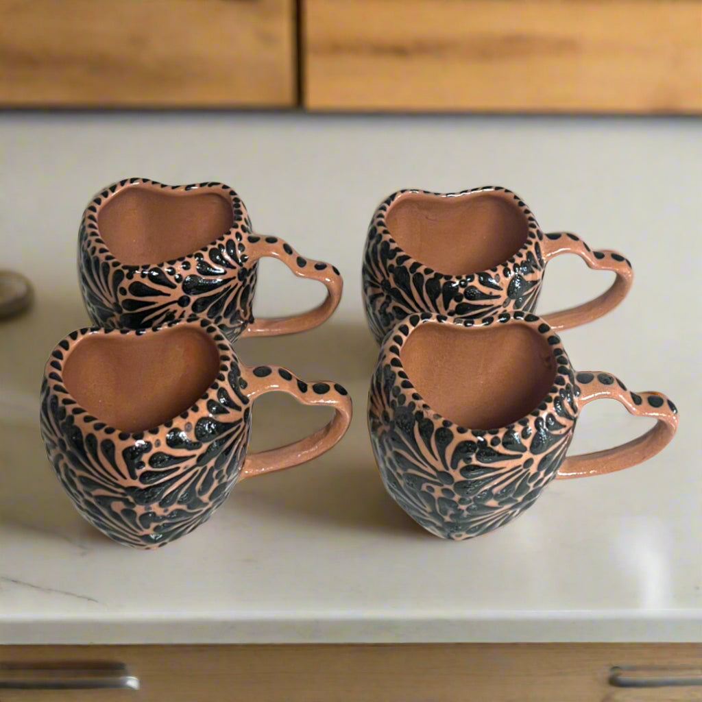Black Talavera Heart Mug – Slightly Imperfect & Handmade