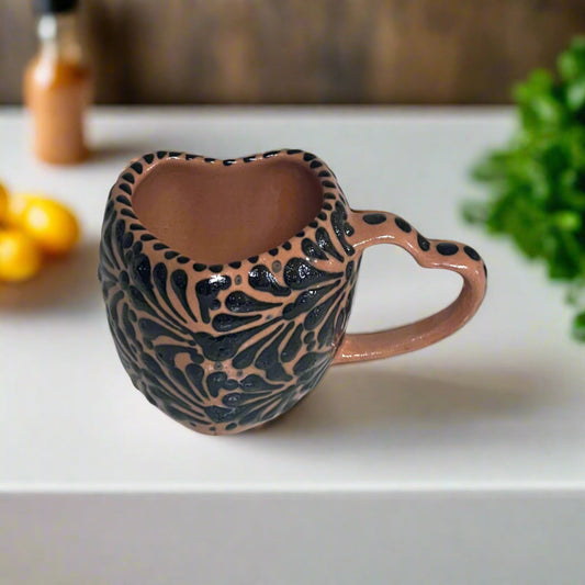 Black Talavera Heart Mug – Slightly Imperfect & Handmade